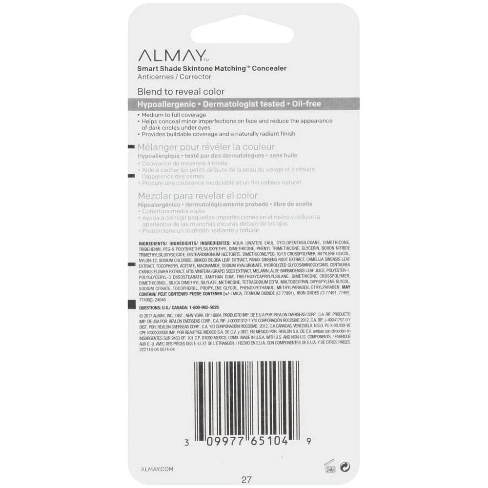 Almay Smart Shade Medium Meets Deep Concealer 11mL 3 Pack-0.37 OZ. each